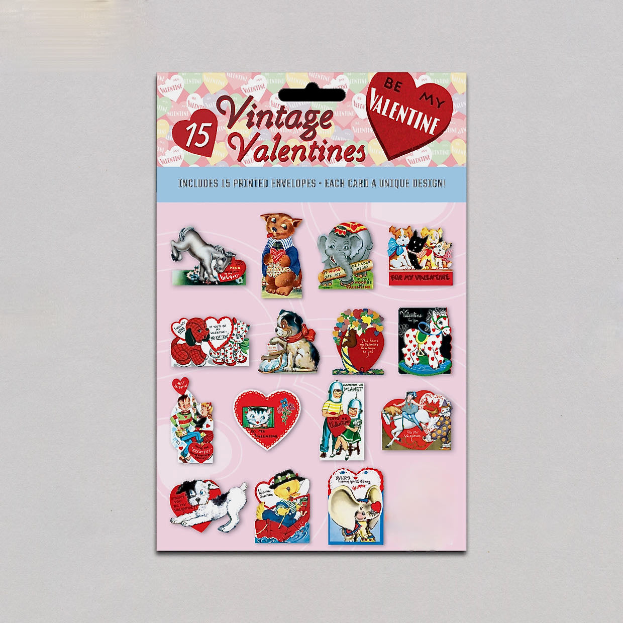 15 Assorted Cool for School Vintage Die Cut Reproduction Valentines - B