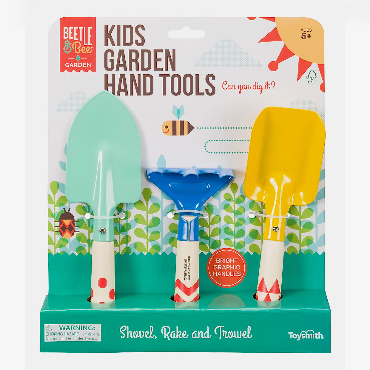 Colorful & Functional Kids Garden Hand Tool Set Beetle & Bee - E