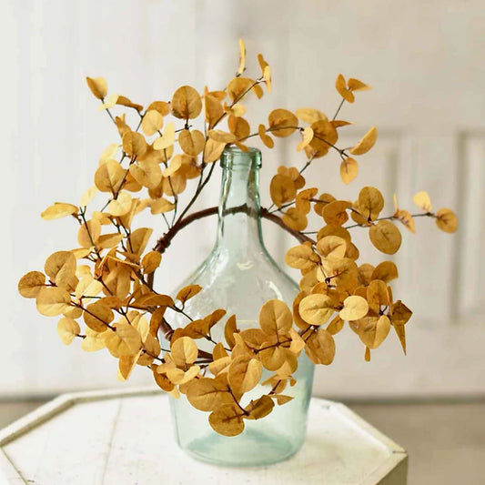 Mustard Color Penny Leaf Candle Ring or Wreath