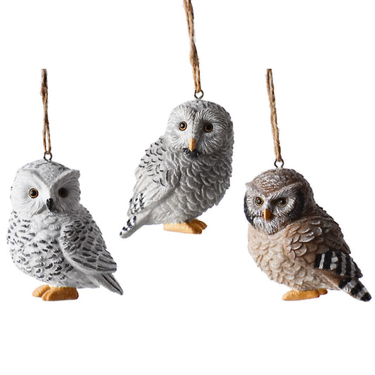 Cast Resin Owl Christmas Ornament CHOICE of 3 Styles -  A