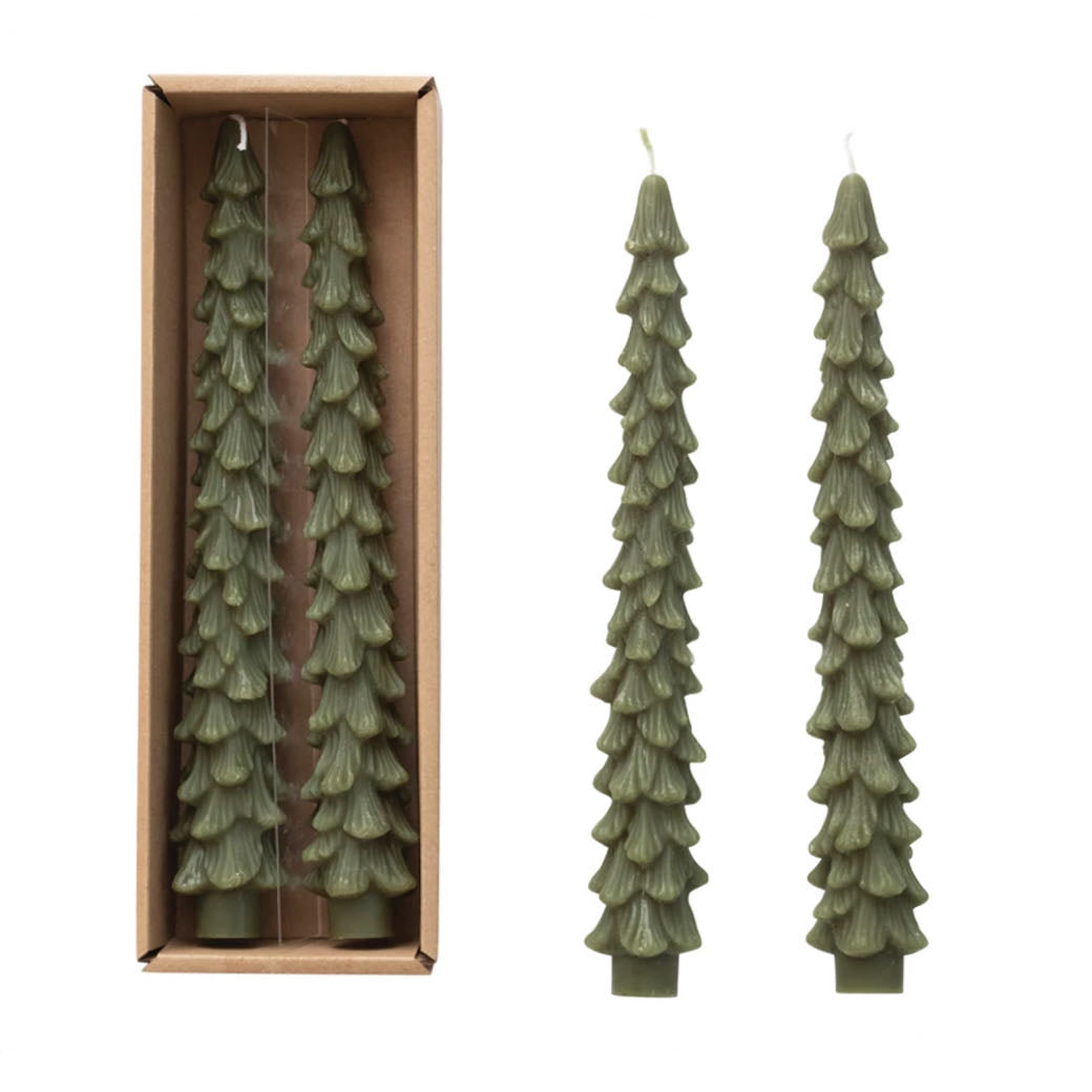 10" Unscented Tree-Shaped Candle GREEN