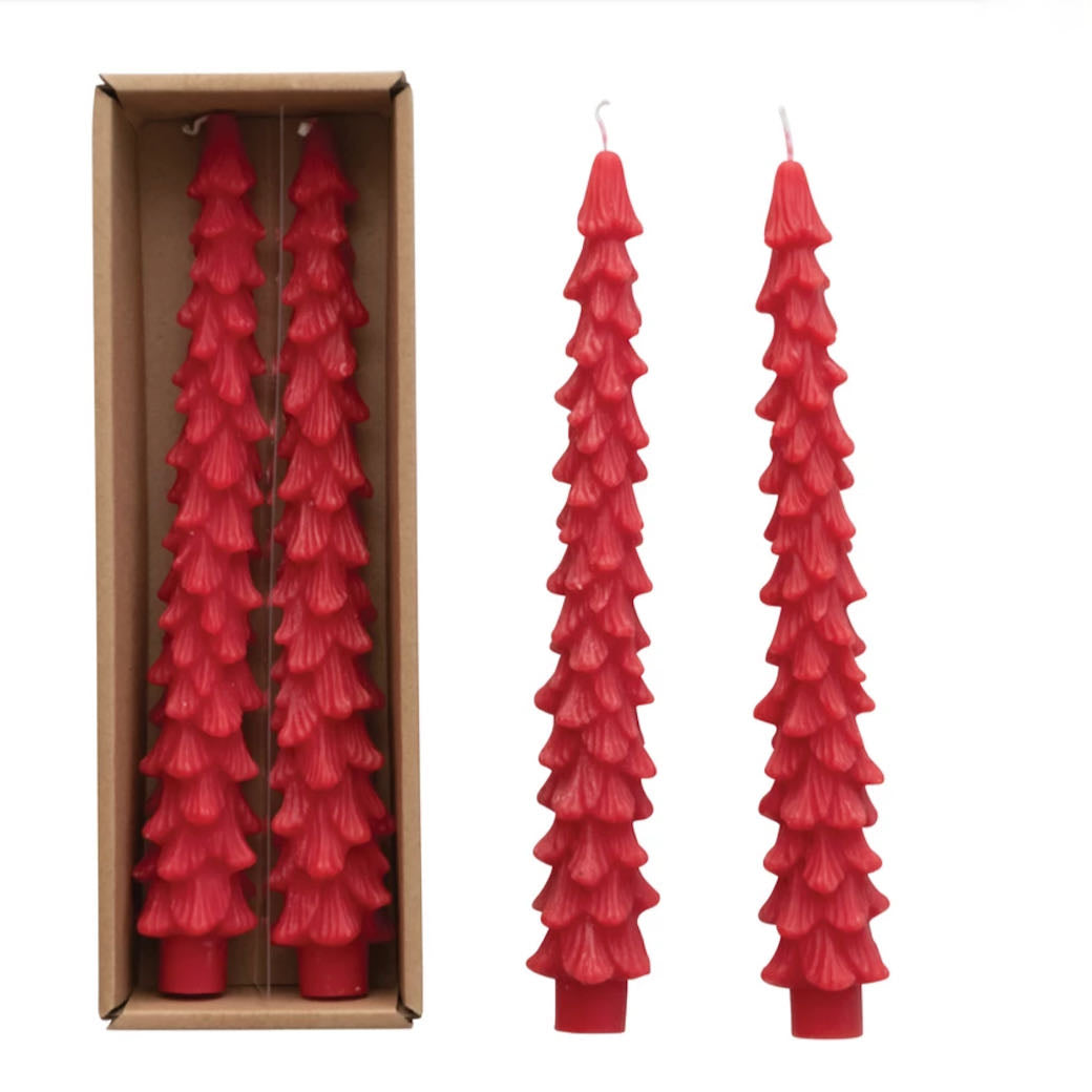 10" Unscented Tree-Shaped Candle RED