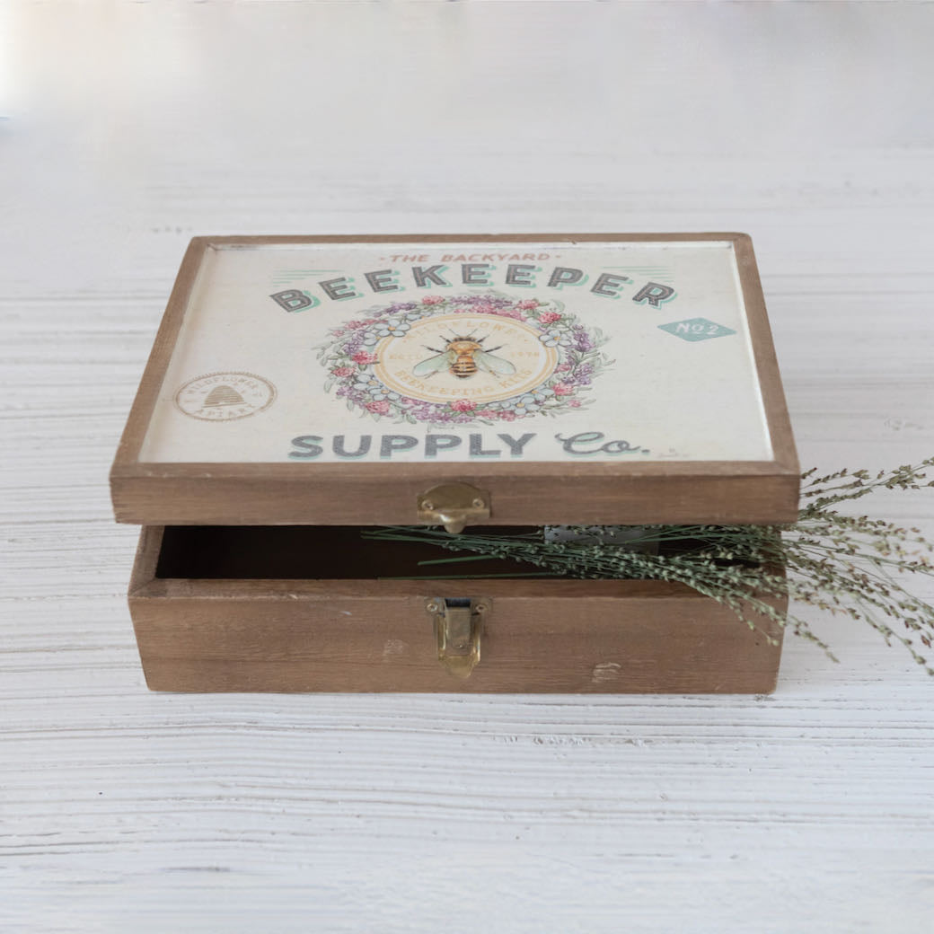 Wooden “Beekeeper Supply Co.” Keepsake Box - B