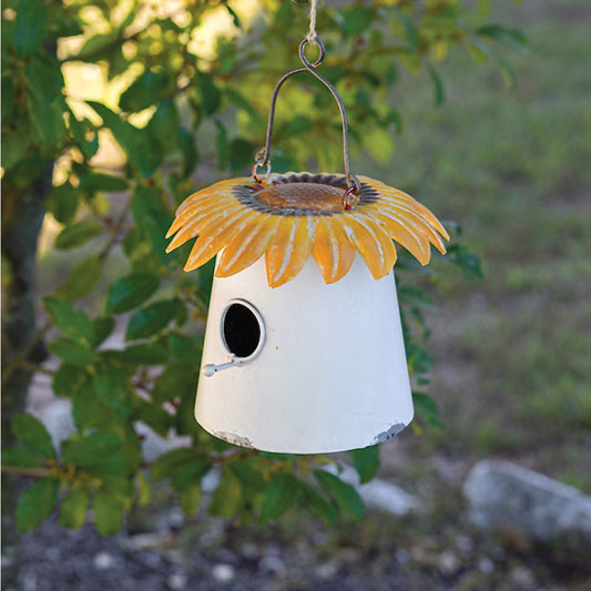 Hanging Bird House with Sunflower Top