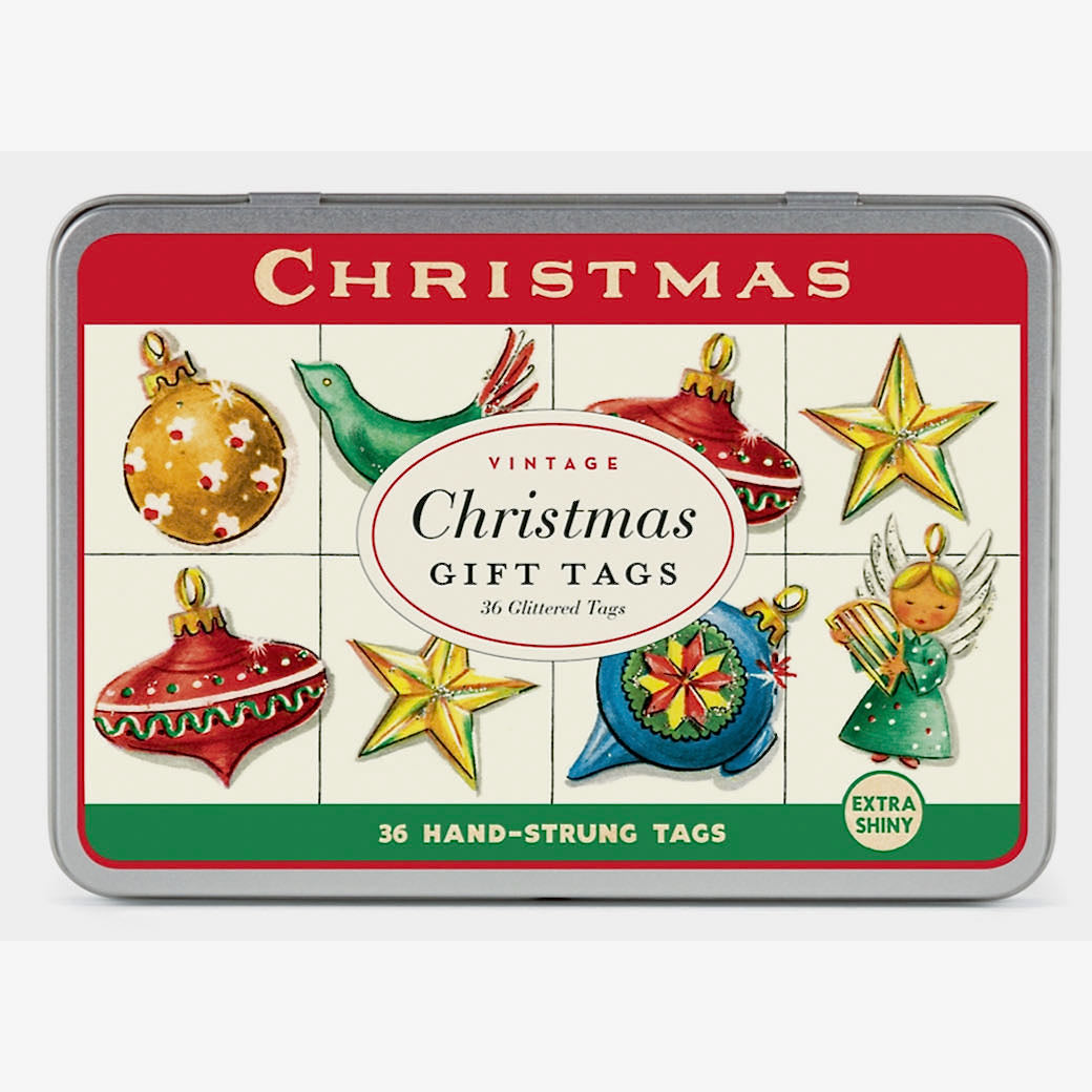 Glittered Vintage-Style Christmas Ornaments Gift Tags - A