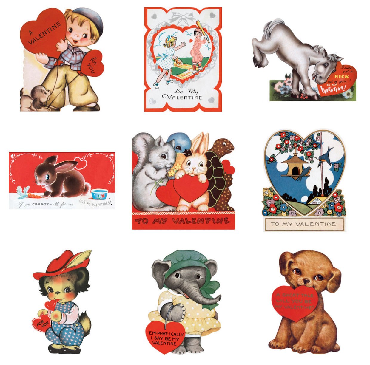 A Valentine for Everyone! Set of 15 Vintage Die Cut Reproduction Retro Valentines - Marmalade Mercantile