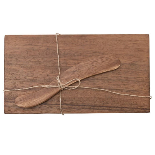 Acacia Wood Cheese/Cutting Board with Canape Knife Set - Marmalade Mercantile