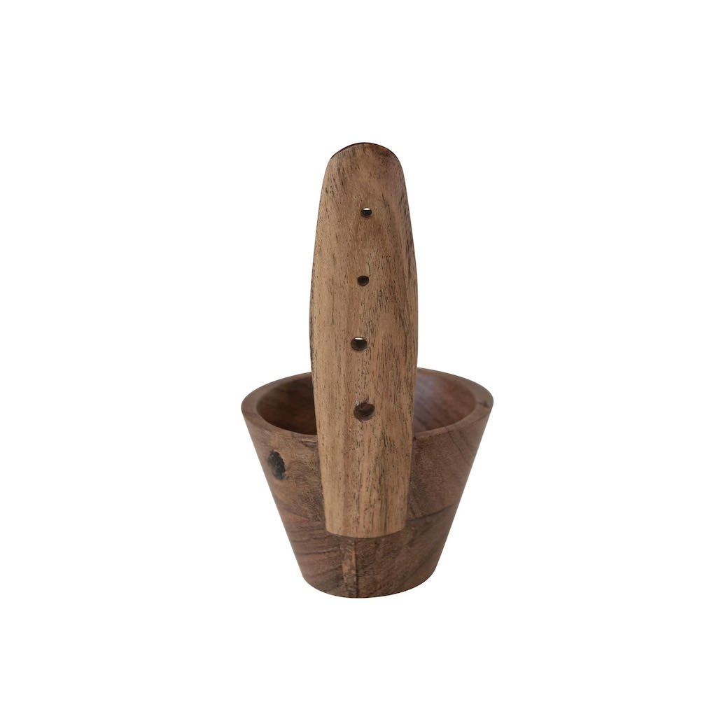 Acacia Wood Herb Stripper w Attached Bowl - Marmalade Mercantile