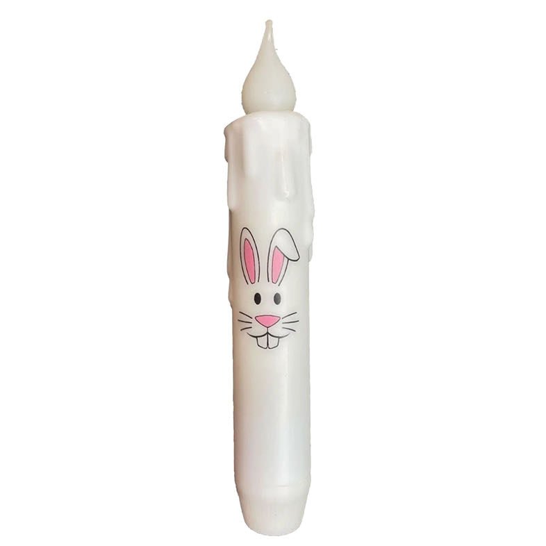 Battery Operated LED Easter Taper Candle w Bunny Face - Marmalade Mercantile