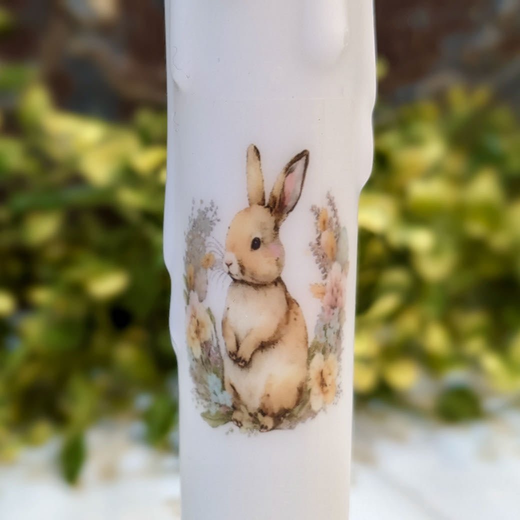 Battery Operated LED Taper Candle Brown Baby Easter Bunny - Marmalade Mercantile