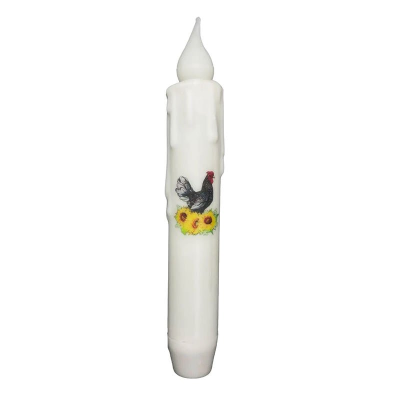 Battery Operated LED Taper Candle Chicken w Sunflowers - Marmalade Mercantile