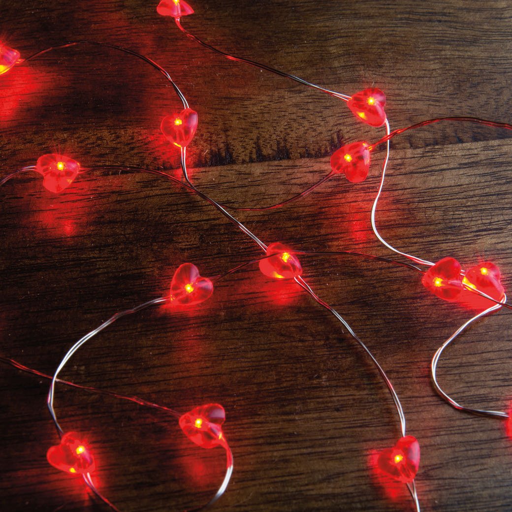 Battery Operated Red Heart Shaped Wire Fairy Lights - Marmalade Mercantile