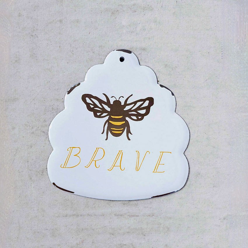 Bee Brave Enamel Wall Decor - Marmalade Mercantile