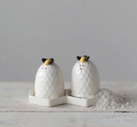 Bee Skep Salt & Pepper Set with Tray - Marmalade Mercantile