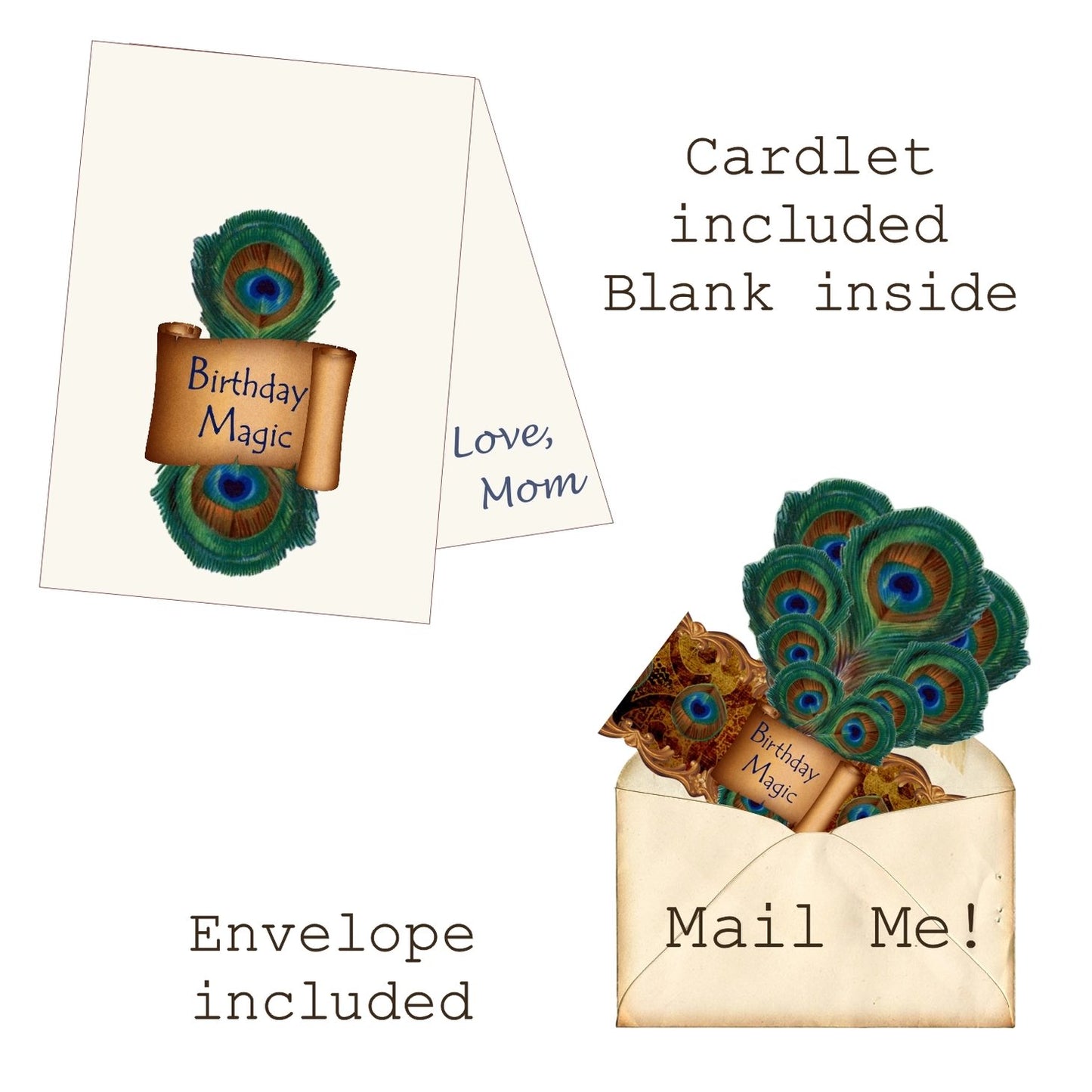 Birthday Magic Mailable Wearable Paper Tiara Peacock Greeting Card - Marmalade Mercantile