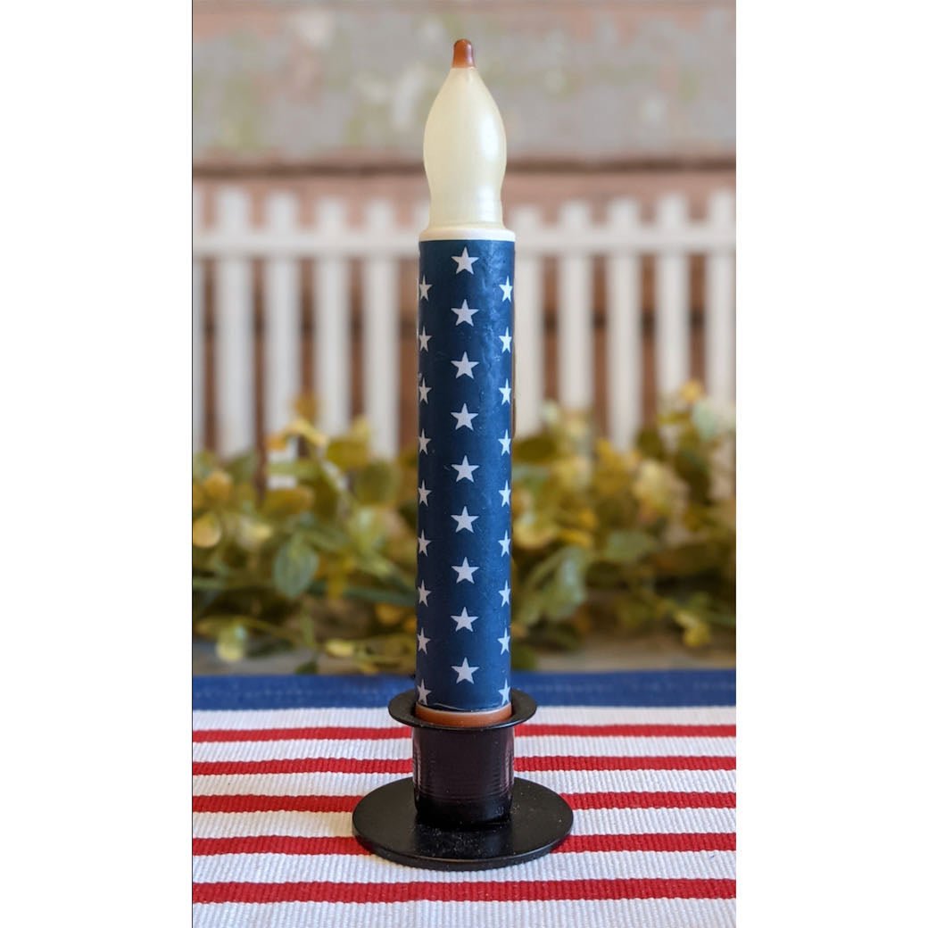 Blue & White Star LED Battery Taper Candle - Marmalade Mercantile