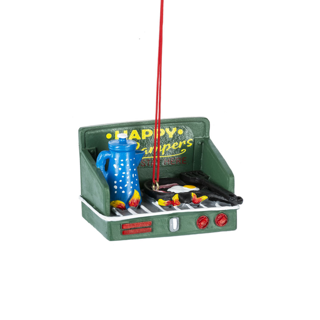 Cast Resin Happy Campers Camp Stove Christmas Ornament - A