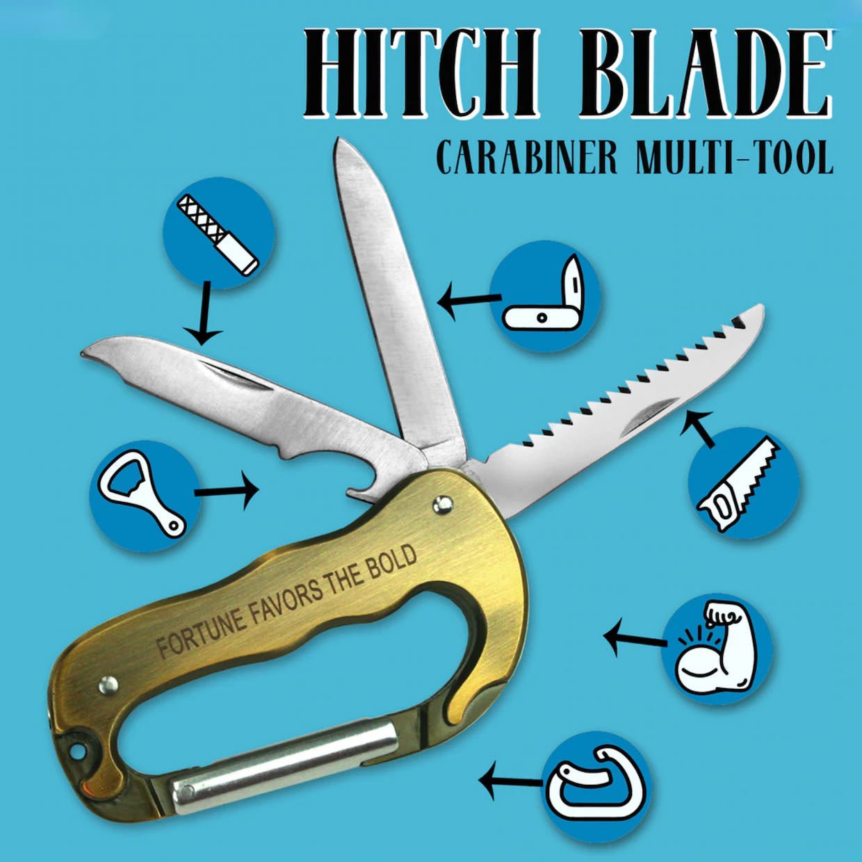 Carabiner Hitch Clip-on Multi-Tool Knife, Saw, Bottle Opener - Marmalade Mercantile