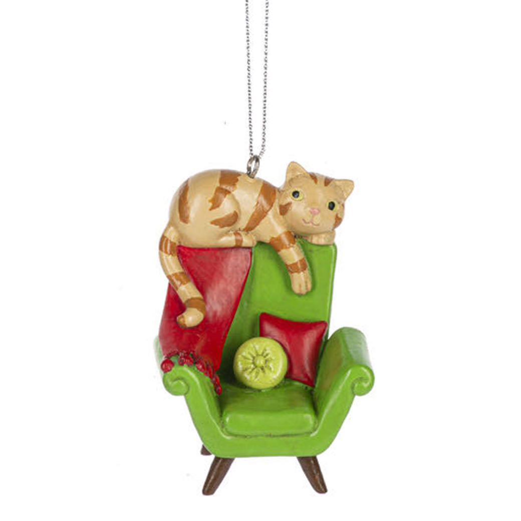 Orange Tabby Cat on Mid-Mod Style Chair Christmas Ornament 
