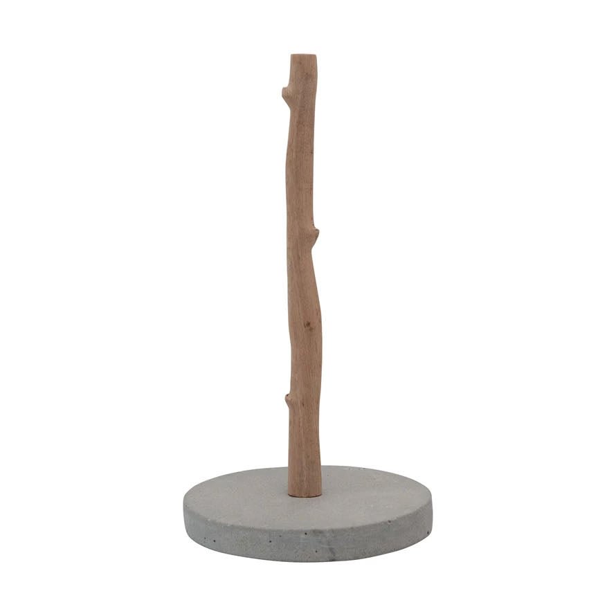 Cement & Mango Wood Paper Towel Holder - Marmalade Mercantile