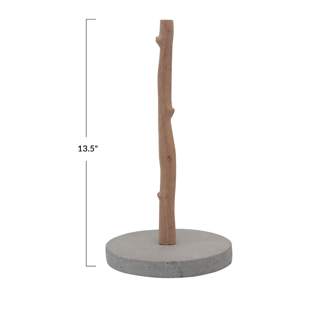 Cement & Mango Wood Paper Towel Holder - Marmalade Mercantile