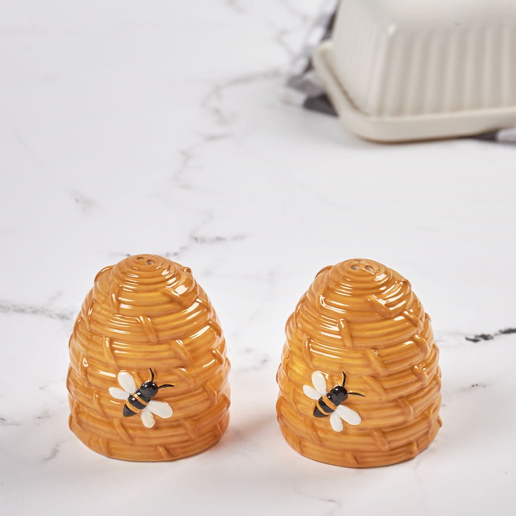 Ceramic Bee Skep Salt & Pepper Shakers - Marmalade Mercantile