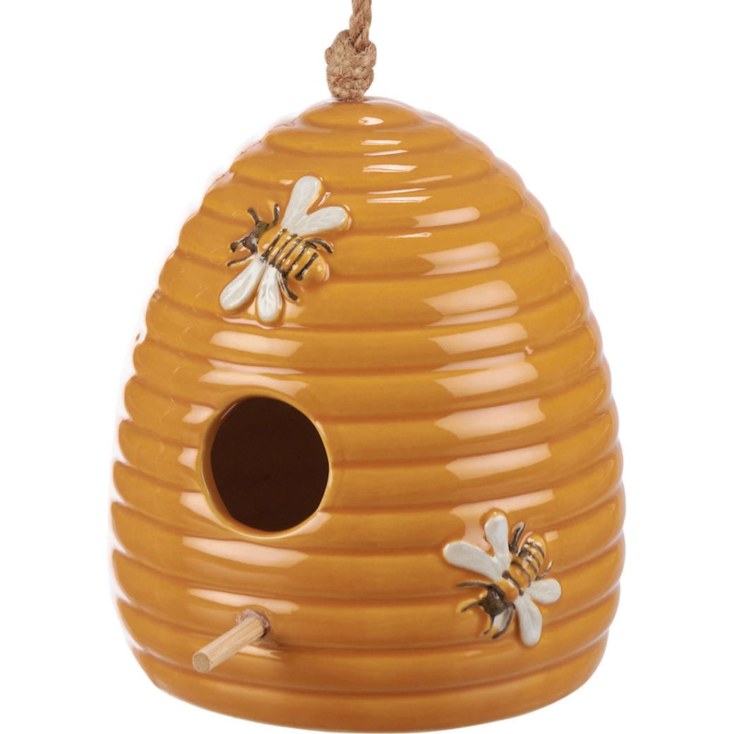 Ceramic Hanging Bee Skep Bird House - Marmalade Mercantile