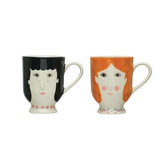 Charming Hand-Painted Coffee Mug w Face - Choice of Color/Style - Marmalade Mercantile