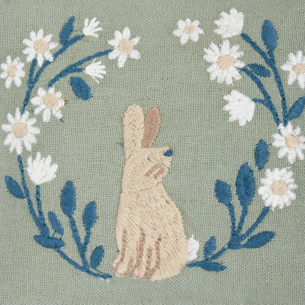 Cotton/Linen Mini Bunny Pillow with Embroidery - Marmalade Mercantile