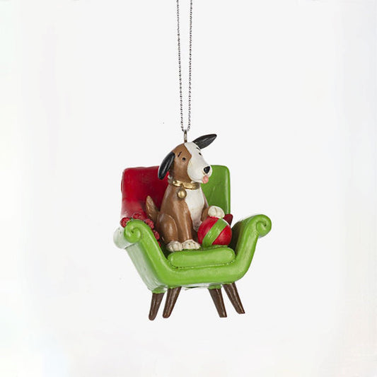 Cute Puppy on a Mid-Mod Chair Christmas Ornament - Marmalade Mercantile