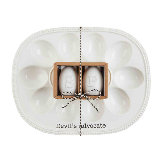 Deviled Egg Platter with Salt and Pepper Set “Devil’s Advocate” - Marmalade Mercantile