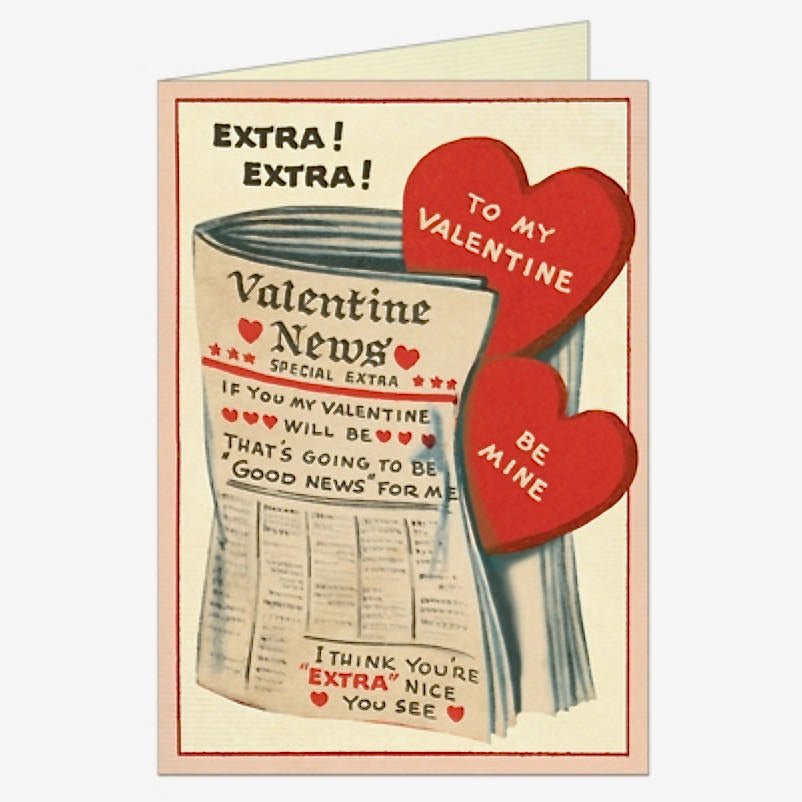 EXTRA! EXTRA! Vintage-Style Valentine Valentine Note Card