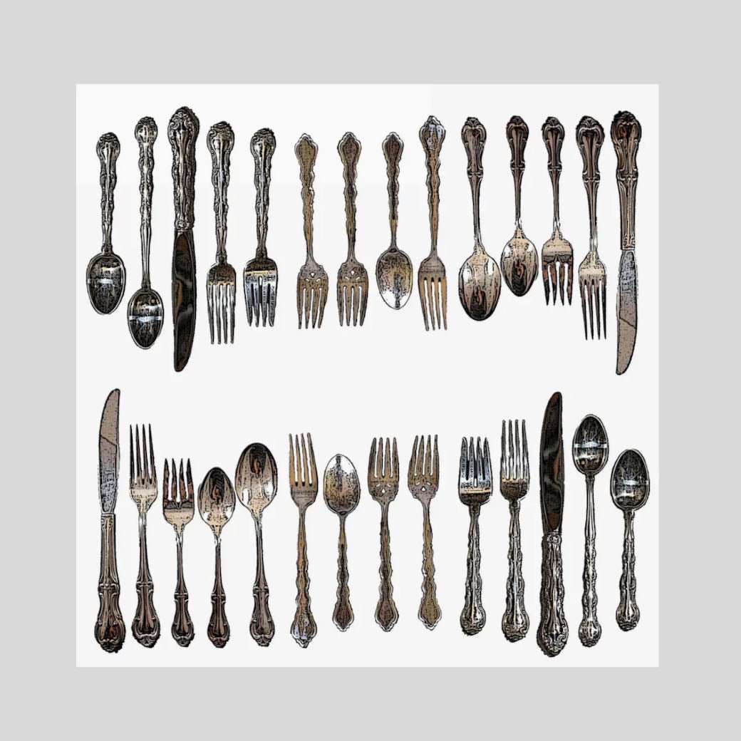 Extra Large Kitchen Towel Vintage Silverware Pattern - Marmalade Mercantile