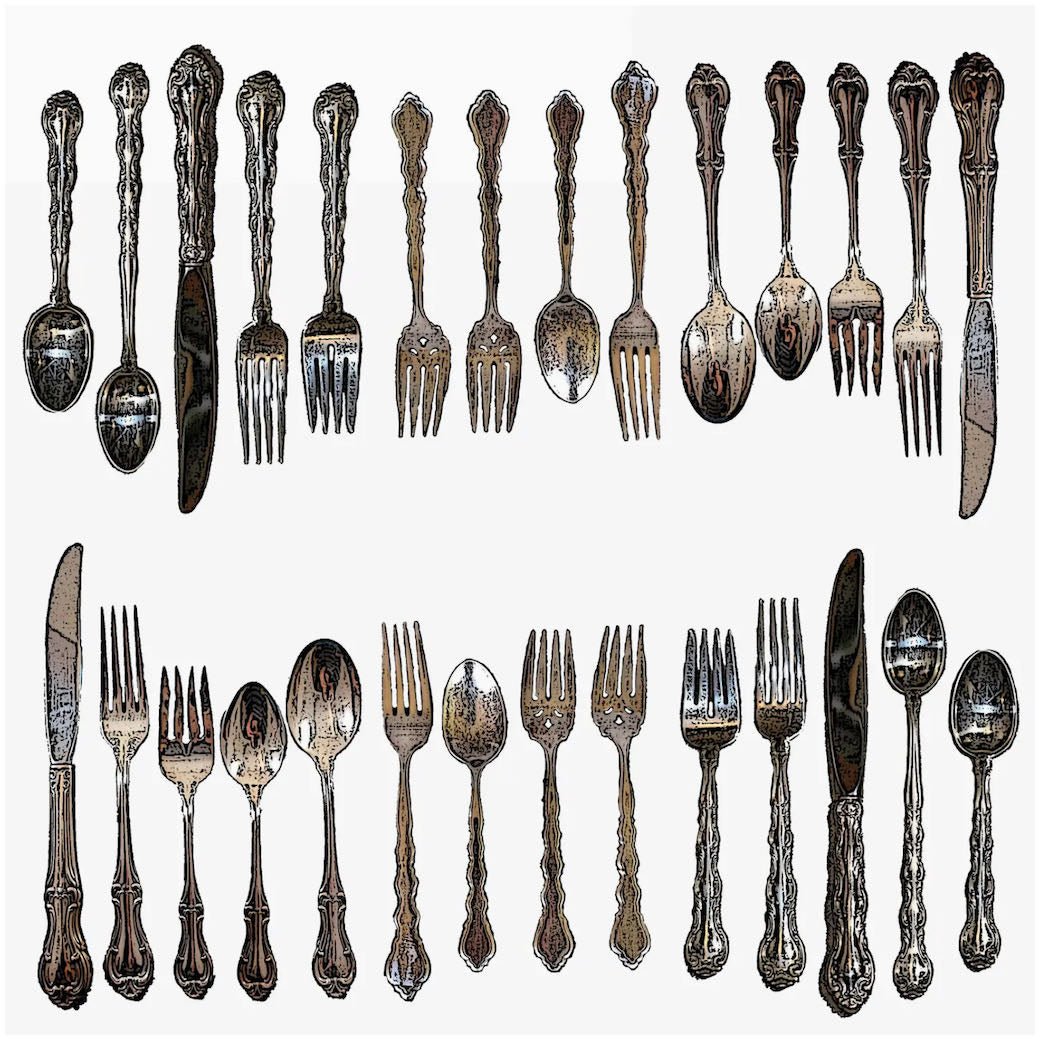 Extra Large Kitchen Towel Vintage Silverware Pattern - Marmalade Mercantile