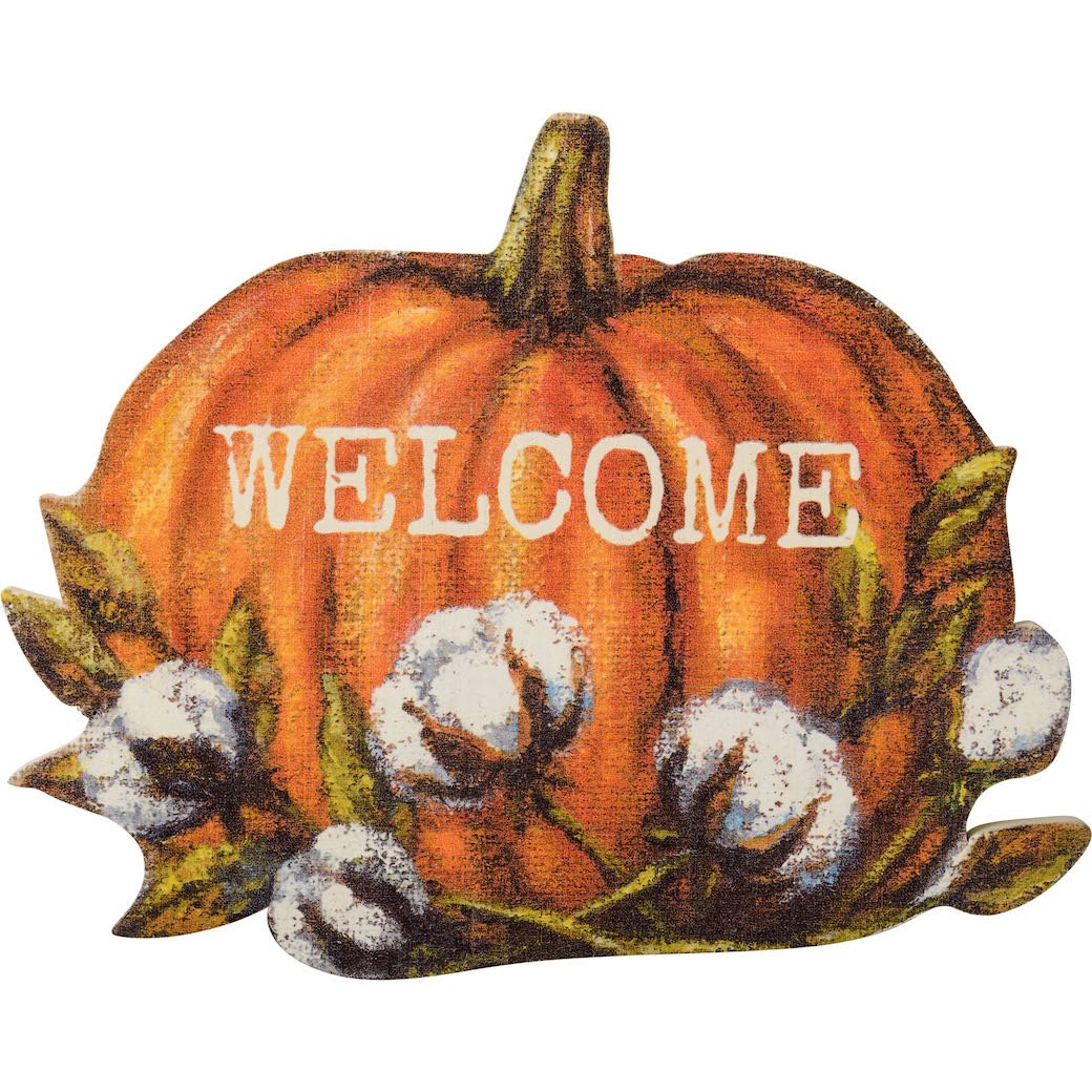 Fall Wreath Insert Orange Pumpkin with Welcome - Marmalade Mercantile