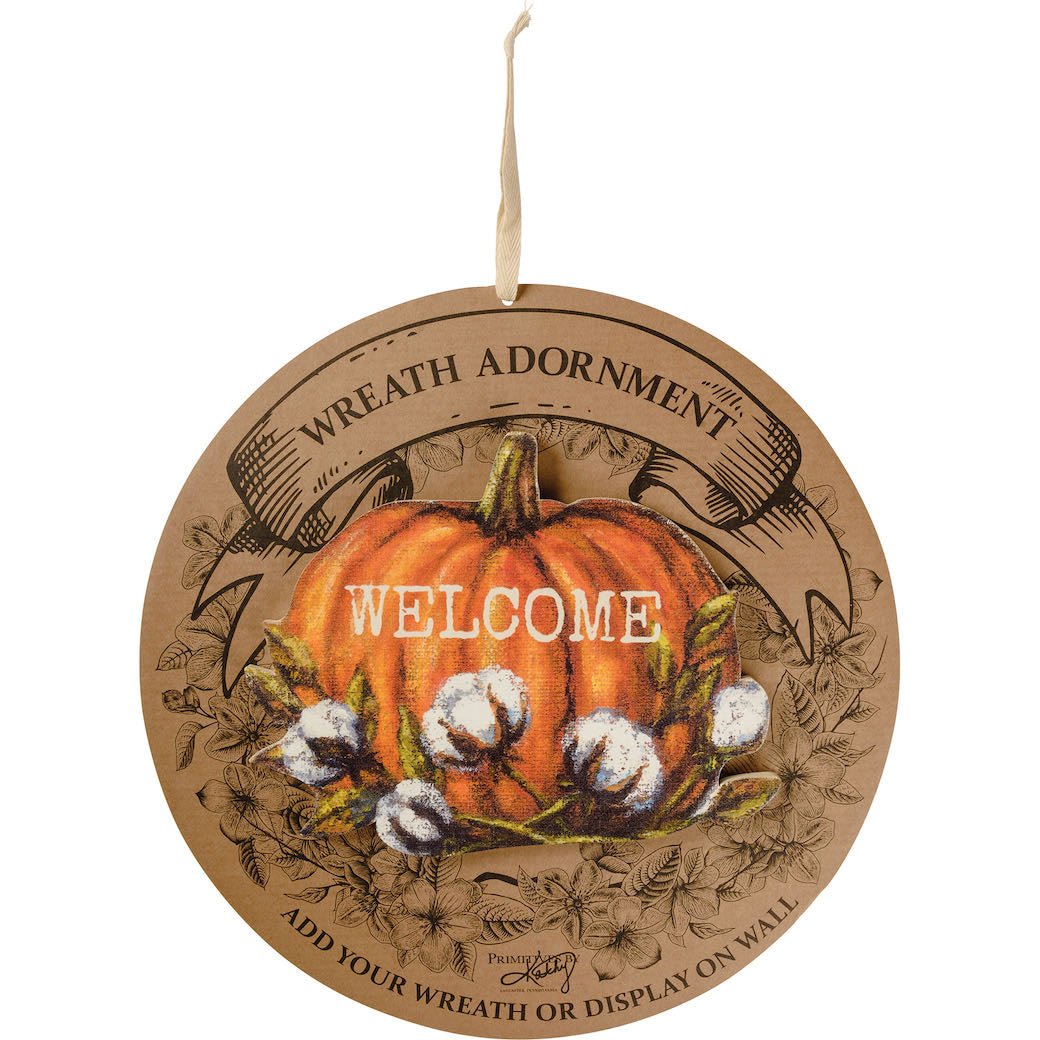 Fall Wreath Insert Orange Pumpkin with Welcome - Marmalade Mercantile