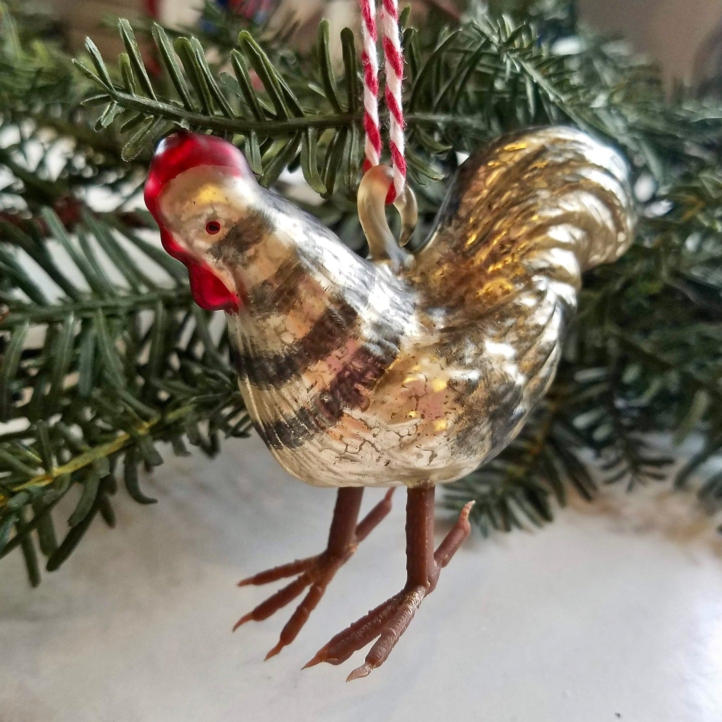 Farmhouse Christmas Glass Chicken Ornament - Marmalade Mercantile