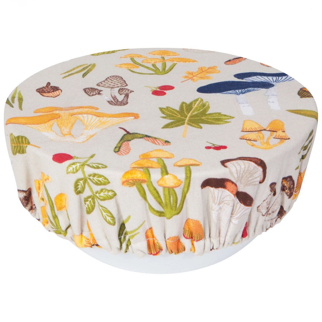 Field Mushrooms Set of Two Cotton Bowl Covers - Marmalade Mercantile