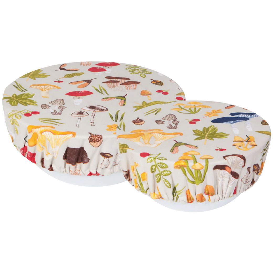 Field Mushrooms Set of Two Cotton Bowl Covers - Marmalade Mercantile