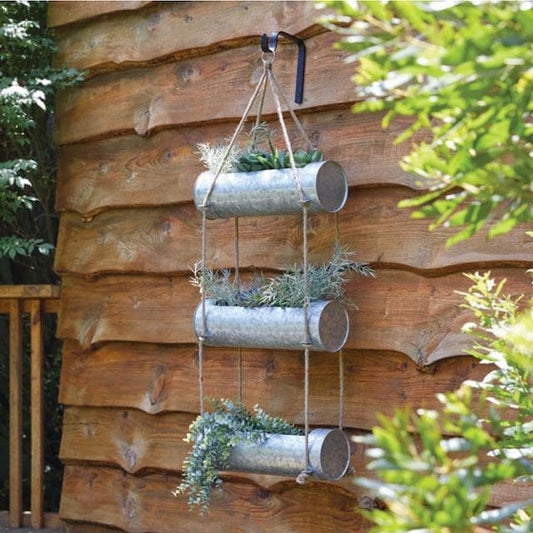 Galvanized Three-Tier Hanging Planter with Hook - Marmalade Mercantile