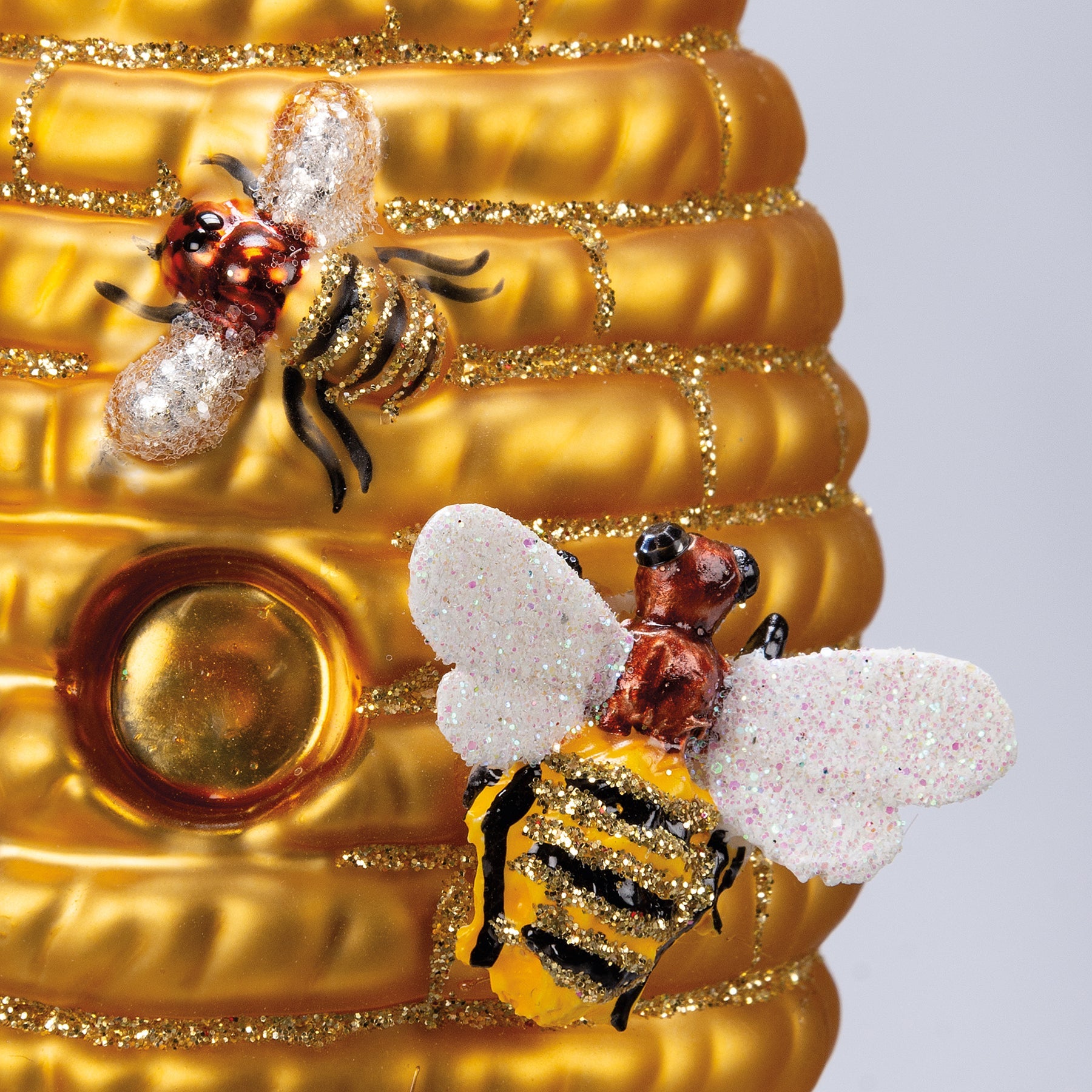 Glittered Glass Bee Hive Ornament - Marmalade Mercantile