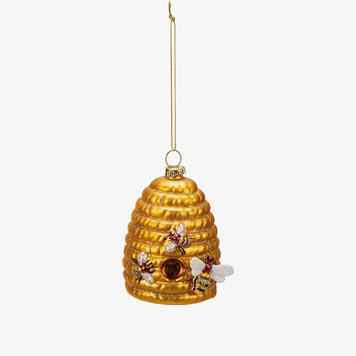 Glittered Glass Bee Hive Ornament - Marmalade Mercantile