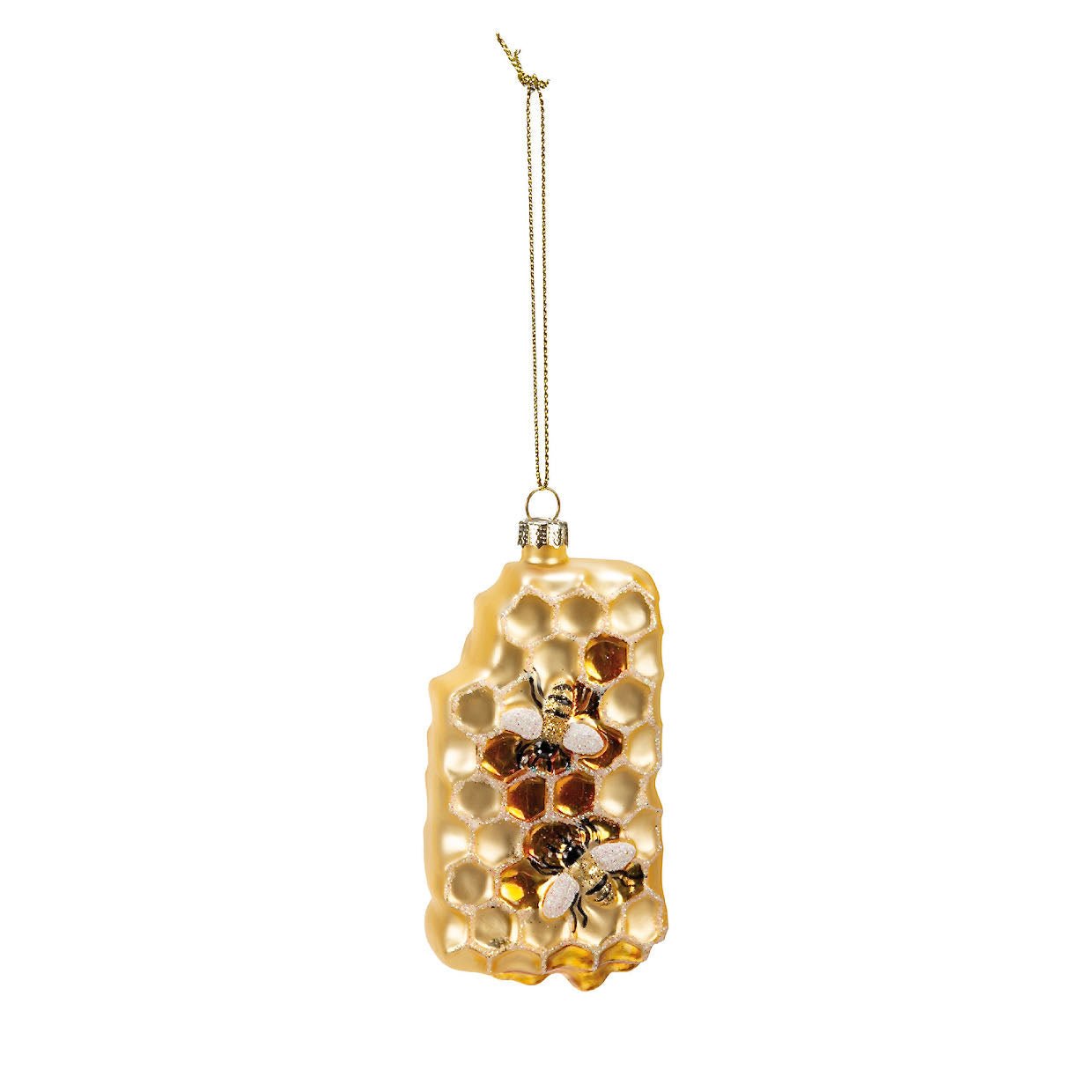 Glittered Glass Honeycomb & Honeybee Ornament - Marmalade Mercantile