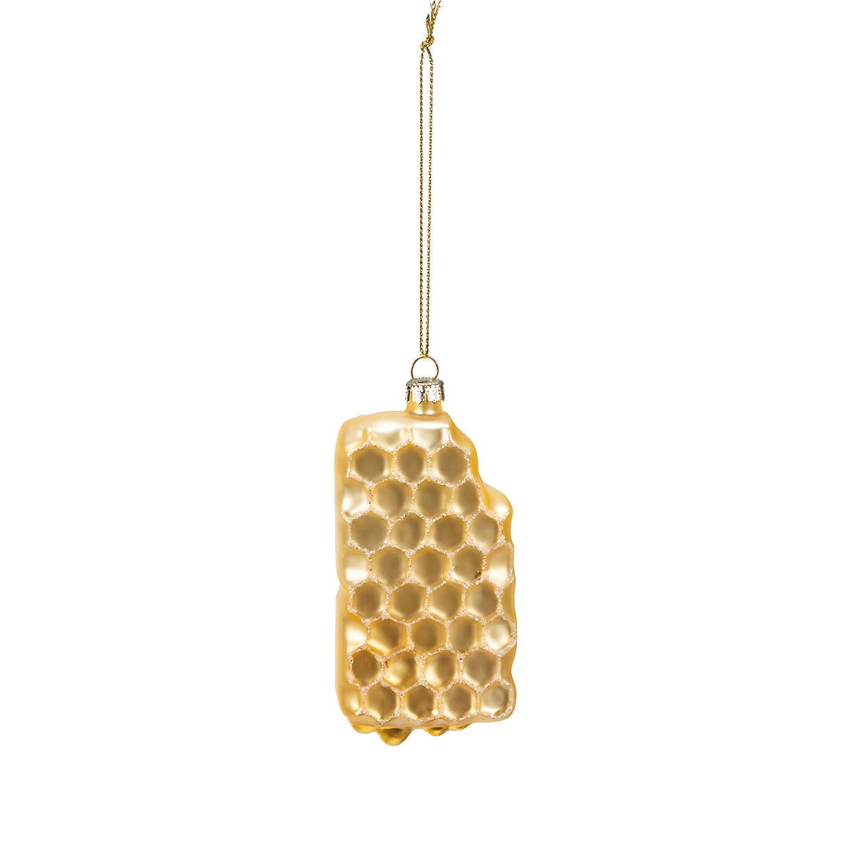 Glittered Glass Honeycomb & Honeybee Ornament - Marmalade Mercantile