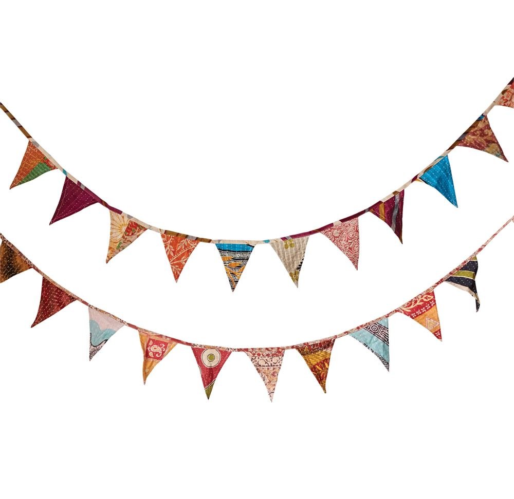 Hand-Made Boho Kantha Quilt Bunting Garland - Marmalade Mercantile