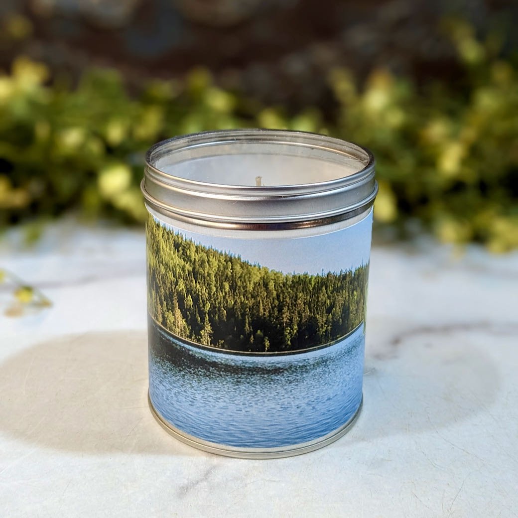 Hand-Poured Candle Panoramic Finger Lakes, NY Lake Scene (Ocean Scent) - Marmalade Mercantile