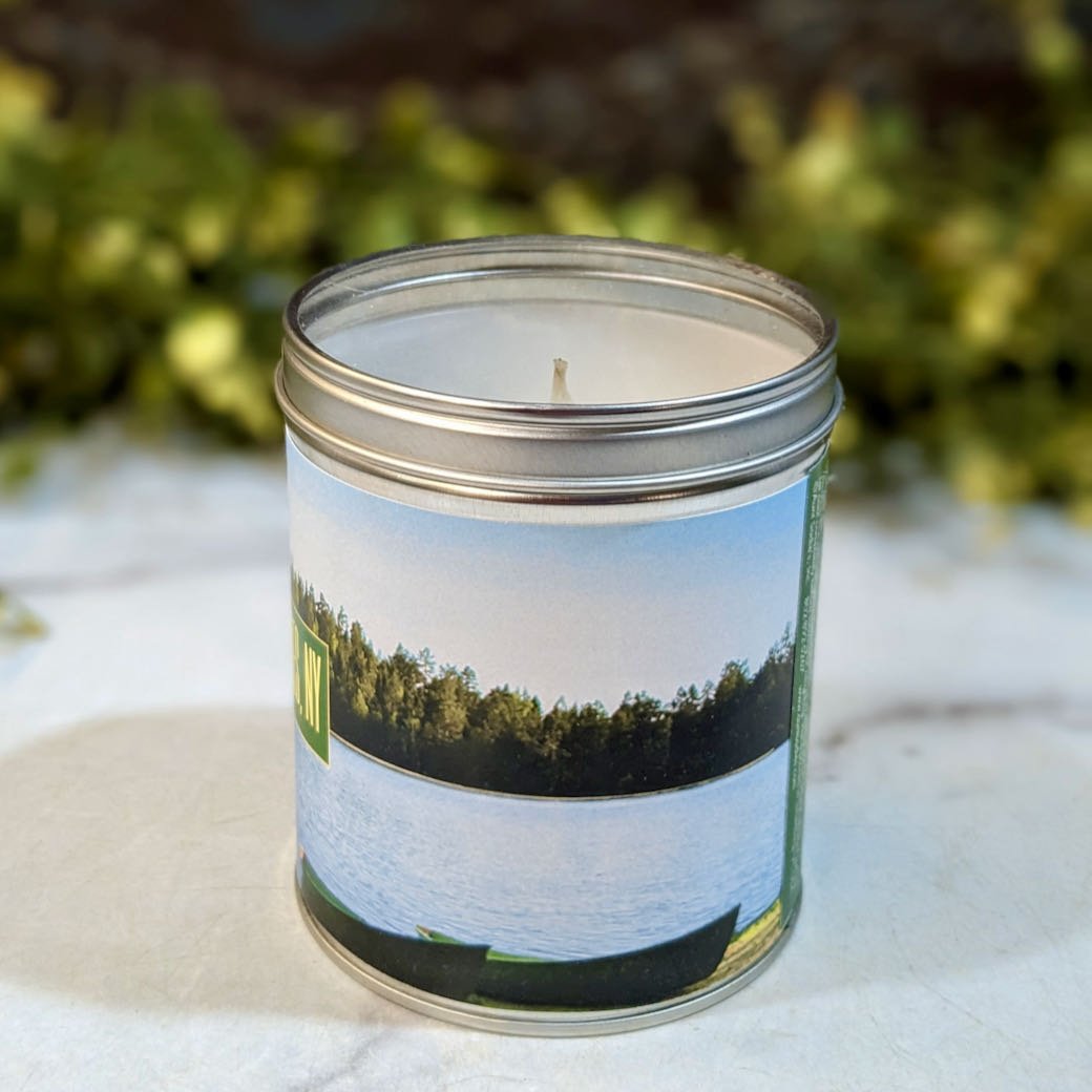 Hand-Poured Candle Panoramic Finger Lakes, NY Lake Scene (Ocean Scent) - Marmalade Mercantile