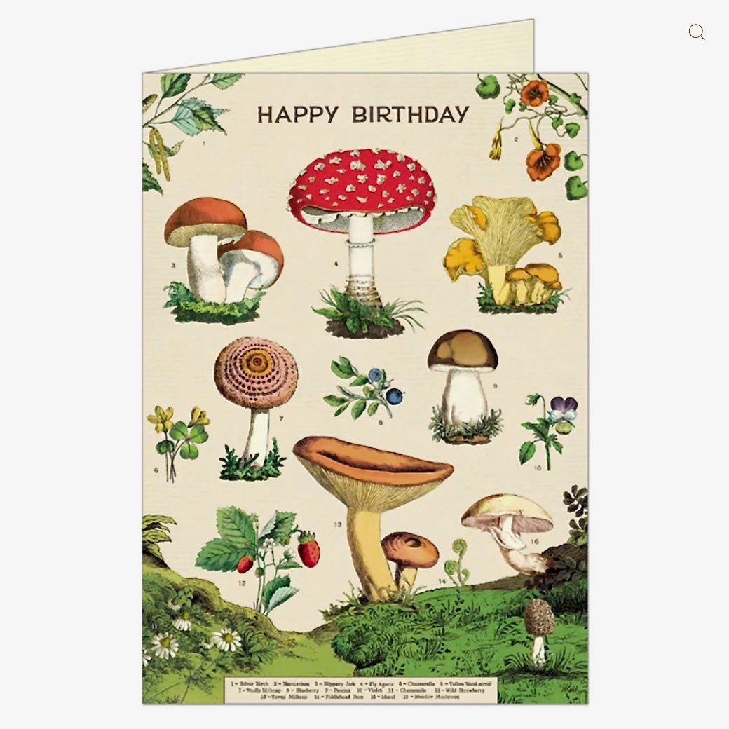Happy Birthday Greeting Card with Mushrooms & Foraging Plants - Marmalade Mercantile