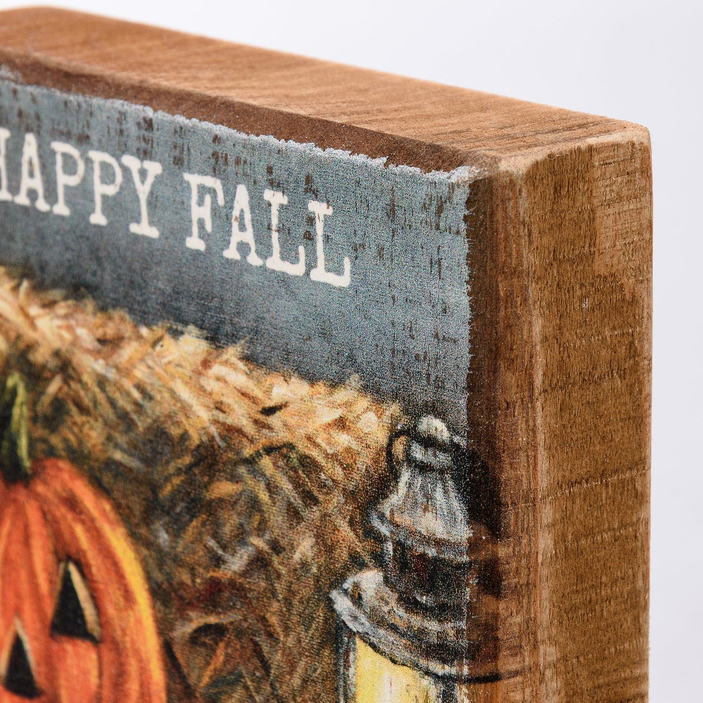 Happy Fall Petite Rustic Block Sign with Autumn Pumpkins - Marmalade Mercantile