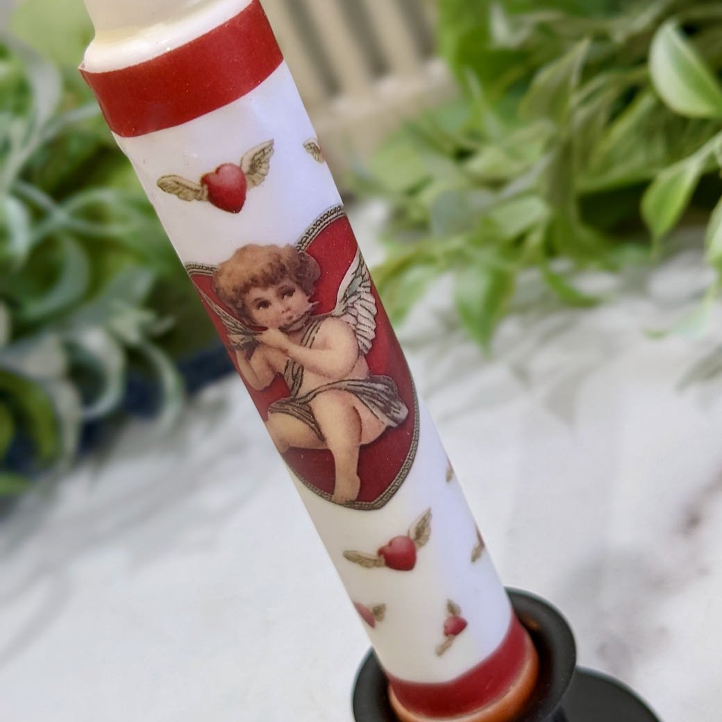Heart Song Vintage-Style Valentine Cupid LED Battery Taper Candle - Marmalade Mercantile